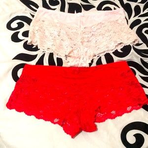 Prima Valentina Lacey&silky lingerie panties Red and light pink w/ lil bow